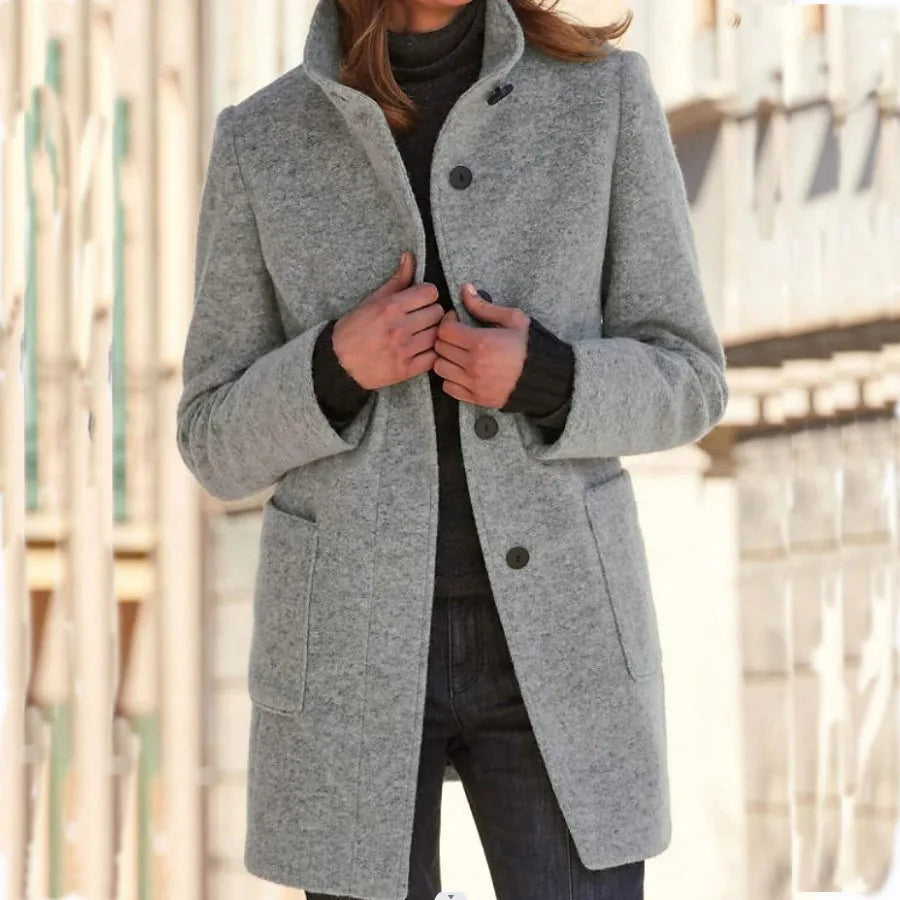 Kaia Stand Collar Coat – Soft, Stylish & Easy