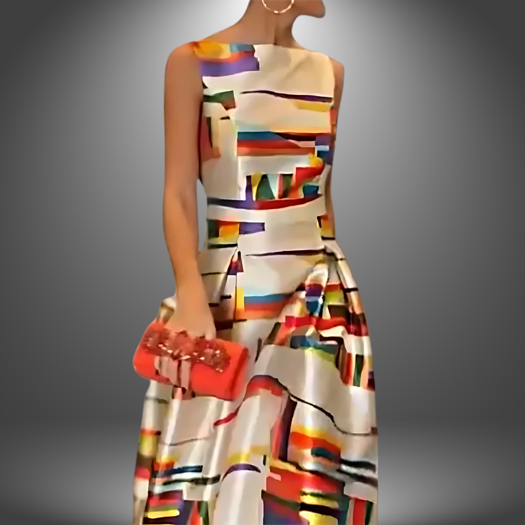Amelia | Bold Geometric Print Maxi Dress