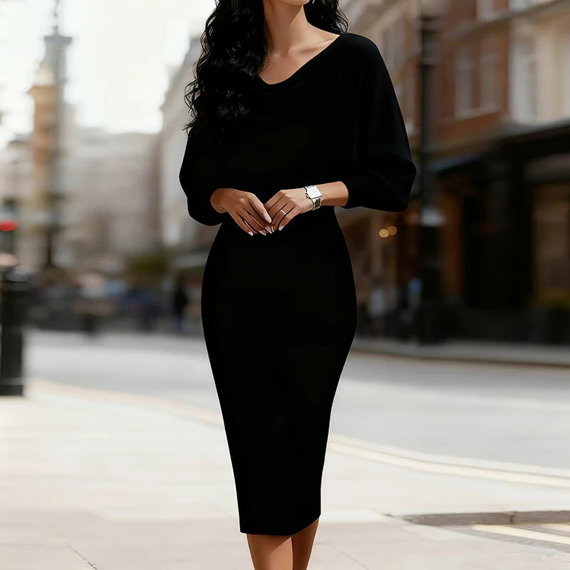 Aurelia Patchwork Maxi Dress – Elegant Batwing Gown