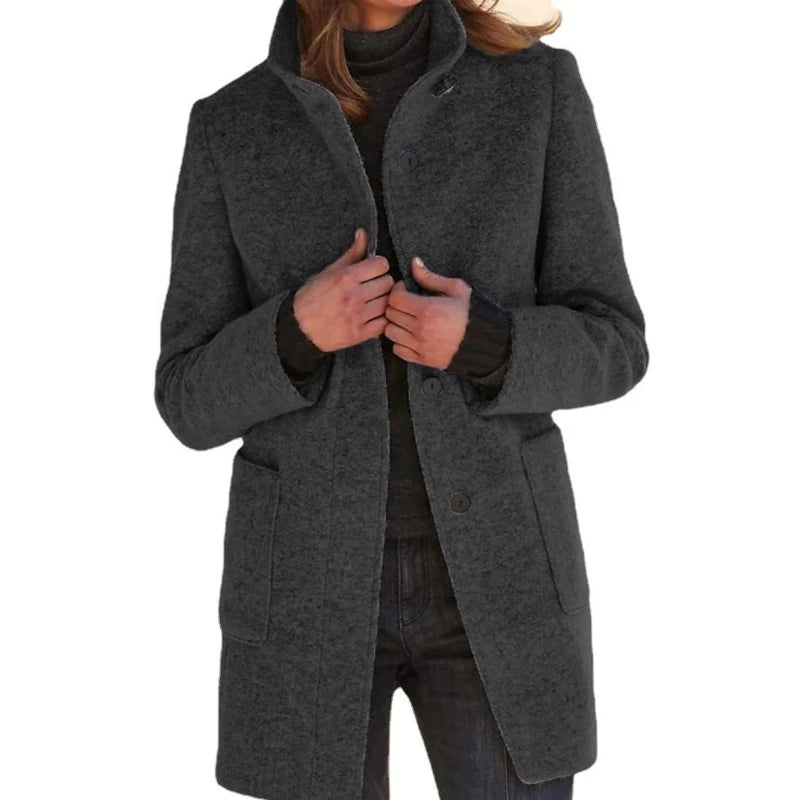Kaia Stand Collar Coat – Soft, Stylish & Easy