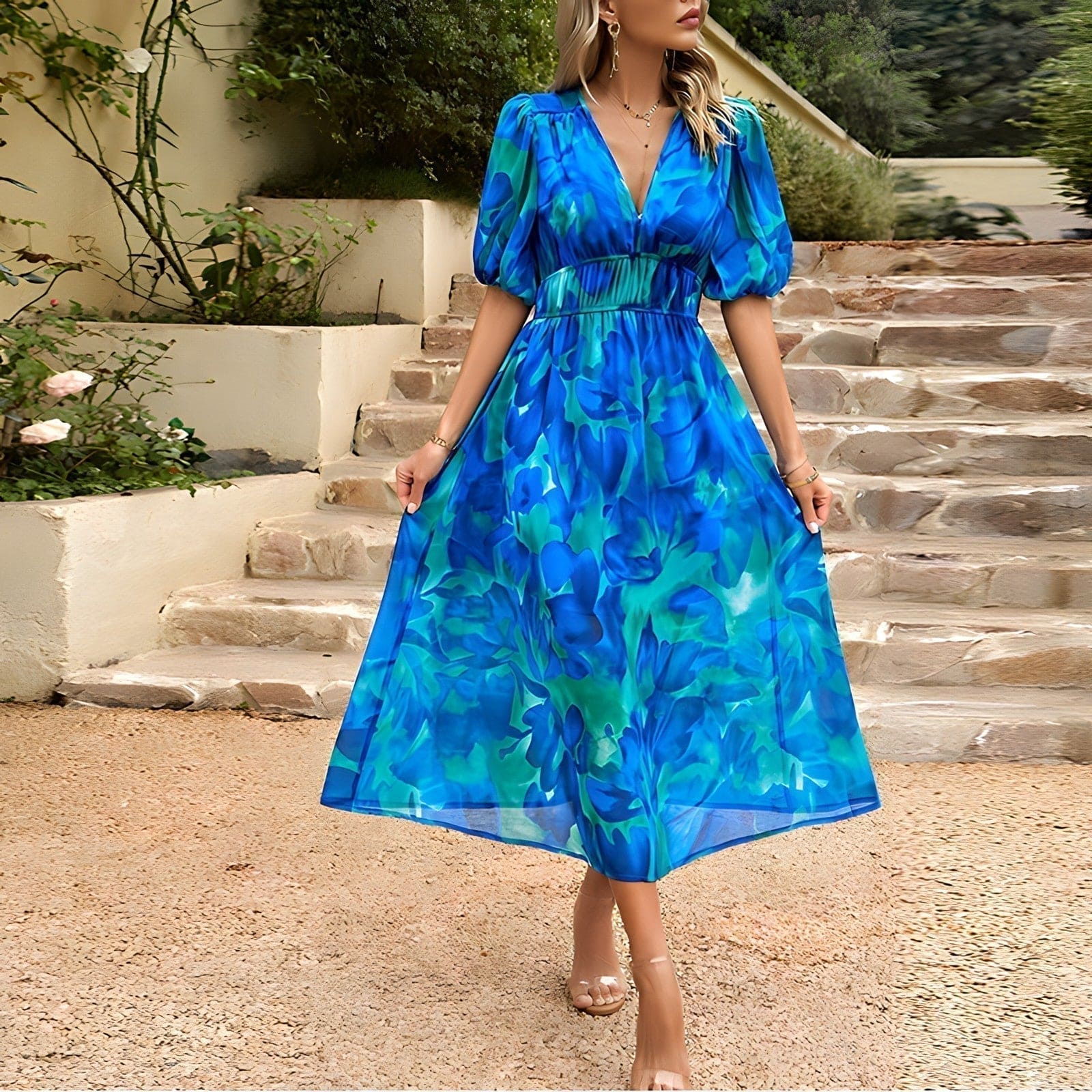 Violetta™ Casual V-neck Printed Dress