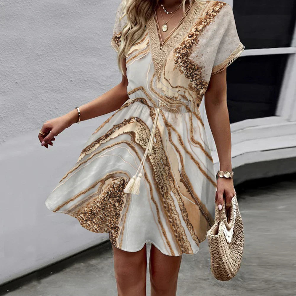 Sally | Stylish Printed V-Neck Dress