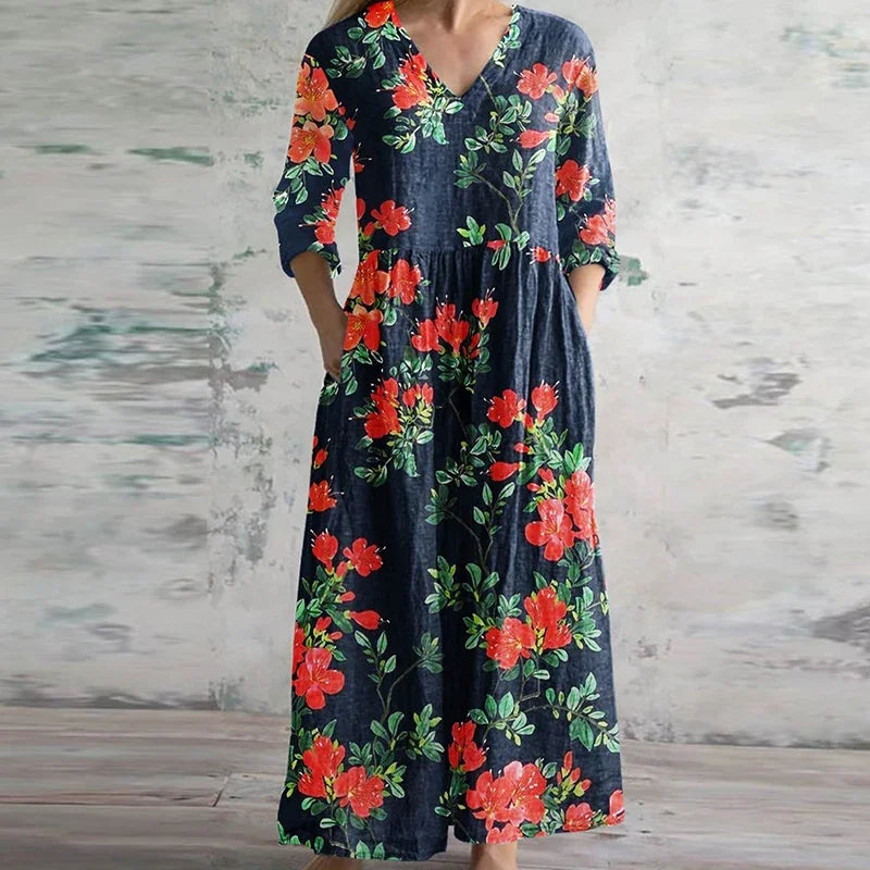 Kristen | Colorful Patchwork Floral Dress