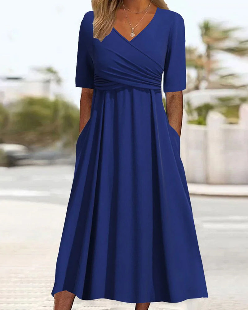 Cherry | Crossover Dress With Short Sleeves.