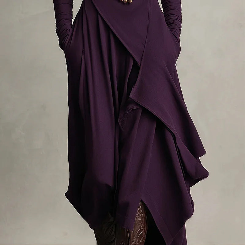 Elara Patchwork Turtleneck Dress – Effortless Style for Every Season